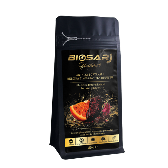 Gourmet Hibisküs Parçacıklı Bitter Çikolatalı Portakal Dilimleri