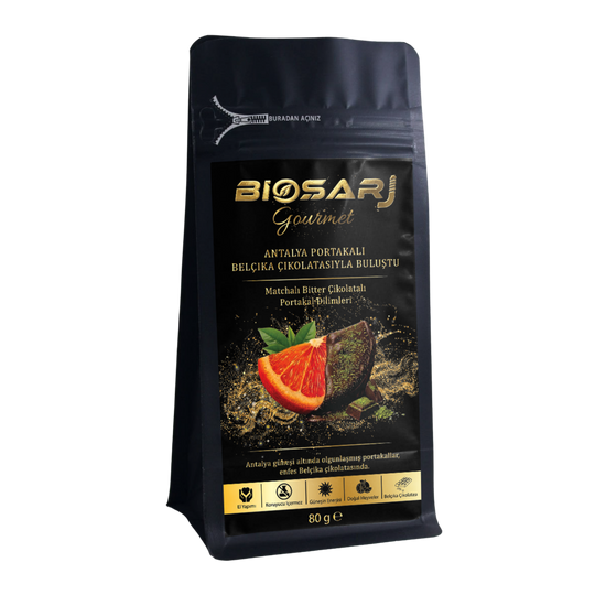 Gourmet Matcha Tozlu Bitter Çikolatalı Portakal Dilimleri