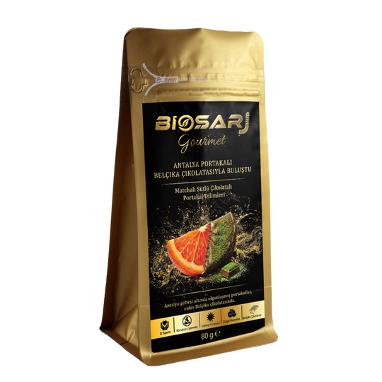 Gourmet Matcha Tozlu Sütlü Çikolatalı Portakal Dilimleri