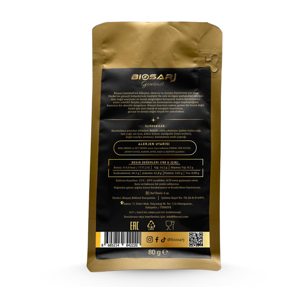 Gourmet Mate Yapraklı Sütlü Çikolatalı Portakal Dilimleri